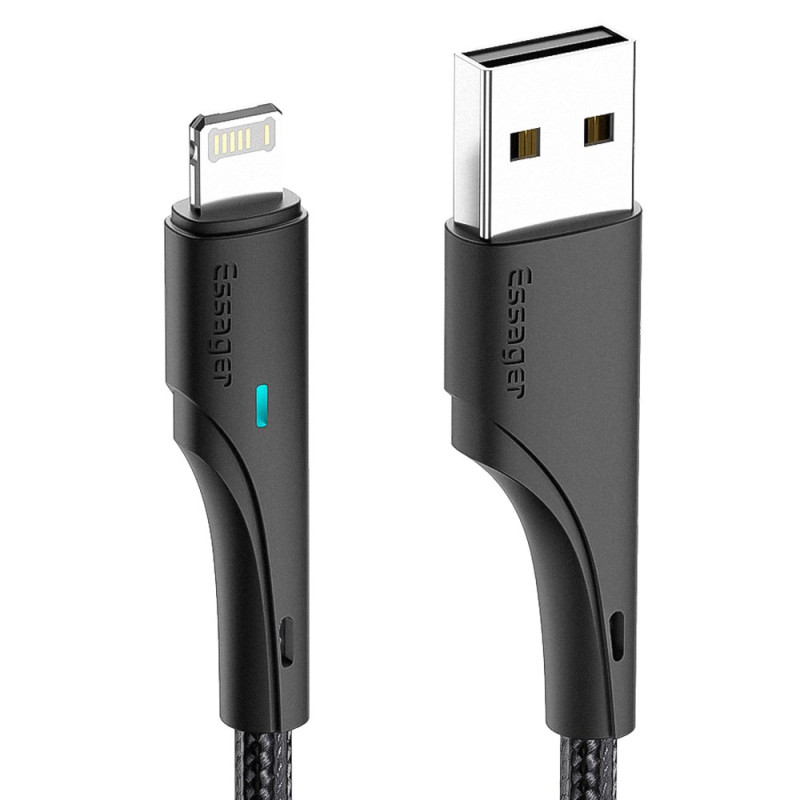 Cabo carregador de smartphone com transferência rápida e LED - 3m