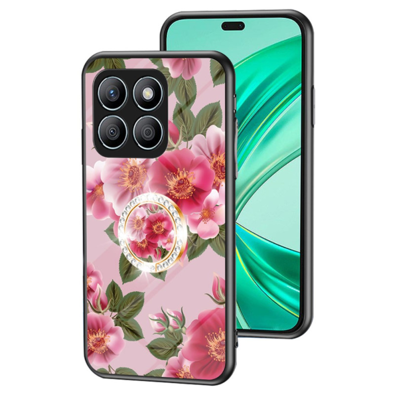 Capa de vidro temperado para Honor X8b com anel de suporte floral