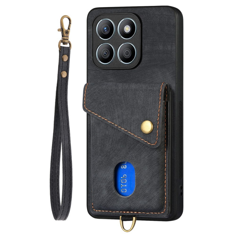 Capa retro Honor X8b 4G com suporte para cartões e cordão de pescoço
