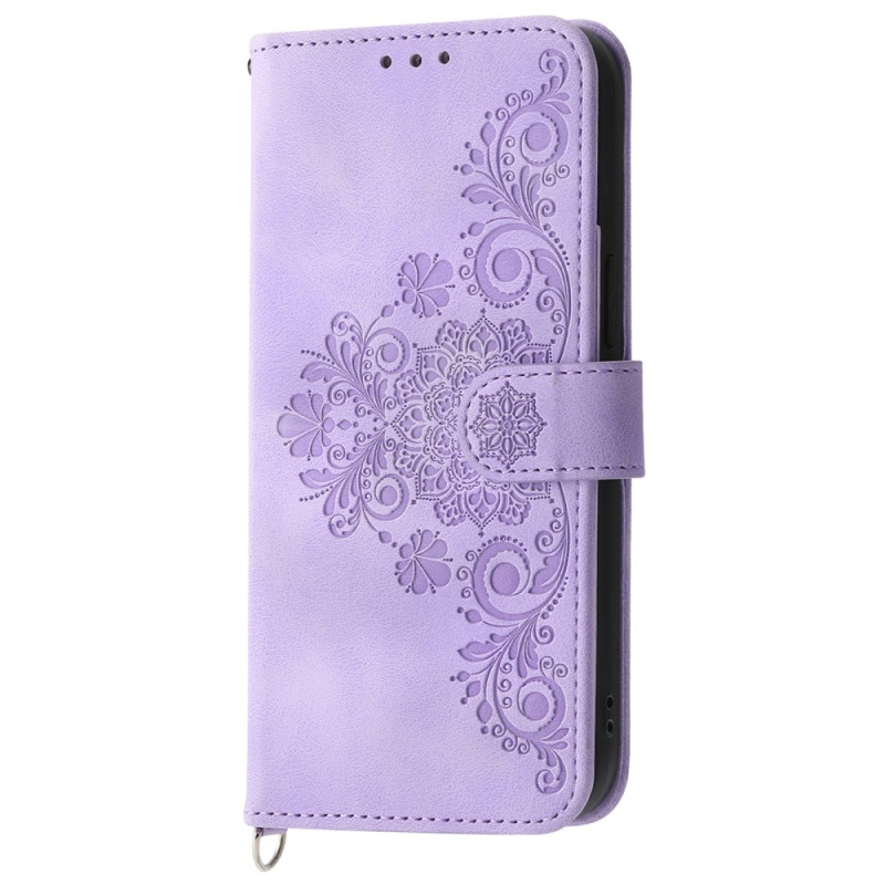 Capa para Honor X8b Padrão de renda de efeito camurça com alça e alça de ombro