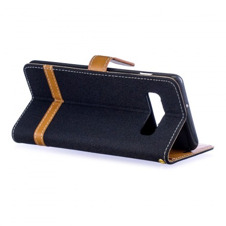 Samsung Galaxy S10 Plus Capa de tecido e efeito pele com cinta