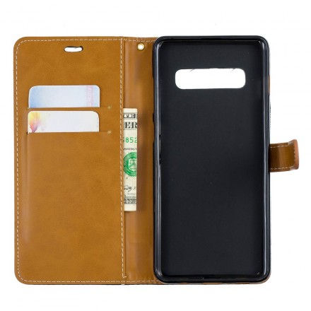 Samsung Galaxy S10 Plus Capa de tecido e efeito pele com cinta