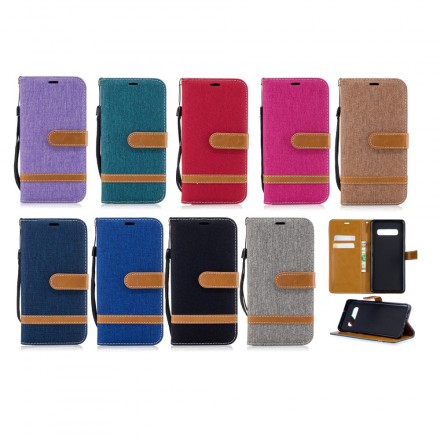 Samsung Galaxy S10 Plus Capa de tecido e efeito pele com cinta