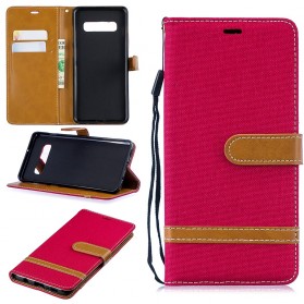 Samsung Galaxy S10 Plus Capa de tecido e efeito pele com cinta