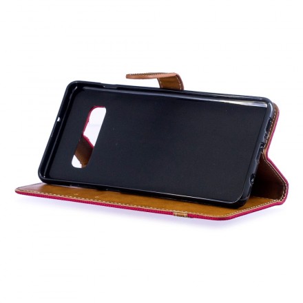Samsung Galaxy S10 Plus Capa de tecido e efeito pele com cinta
