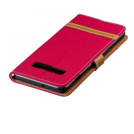 Samsung Galaxy S10 Plus Capa de tecido e efeito pele com cinta