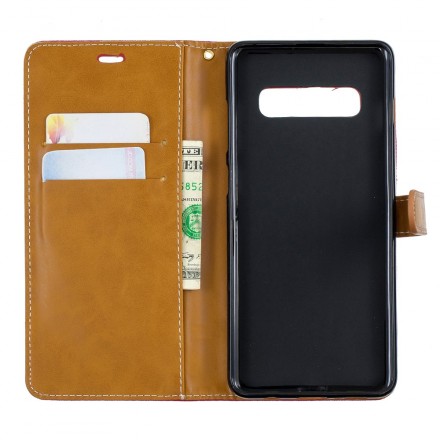 Samsung Galaxy S10 Plus Capa de tecido e efeito pele com cinta
