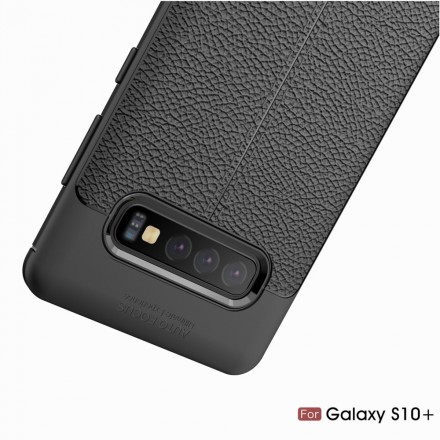 Samsung Galaxy S10 Plus Capa de Couro Lychee Efeito Lychee Linha Dupla