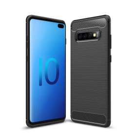 Samsung Galaxy S10 Plus Capa de fibra de carbono escovada