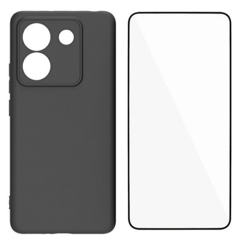 Capa de silicone Poco M7 Pro 5G com proteção de ecrã em vidro temperado