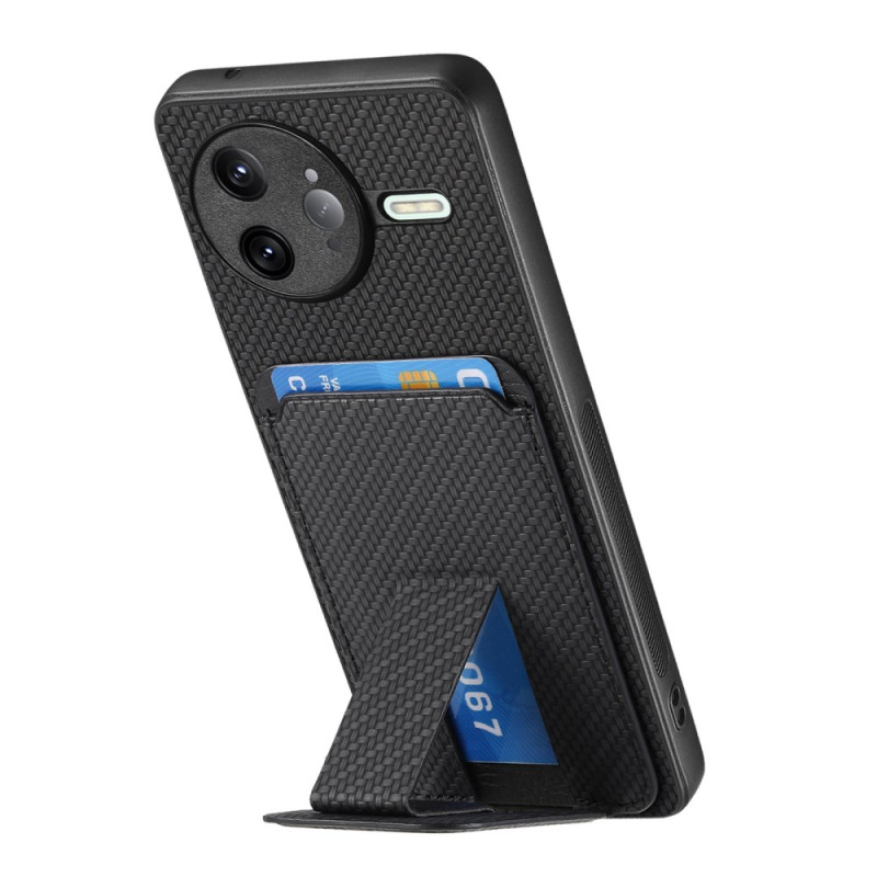 Capa de fibra de carbono para Poco F7 Ultra 5G com suporte para cartões e suporte integrado