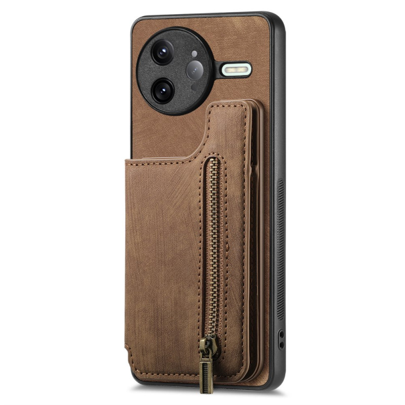 Capa Poco F7 Ultra 5G com efeito camurça e suporte para cartões com fecho