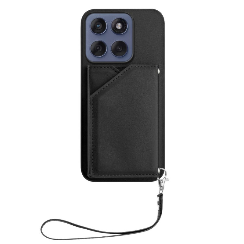 Capa Motorola Edge 60 / 60 Fusion Suporte para cartão e cordão de segurança