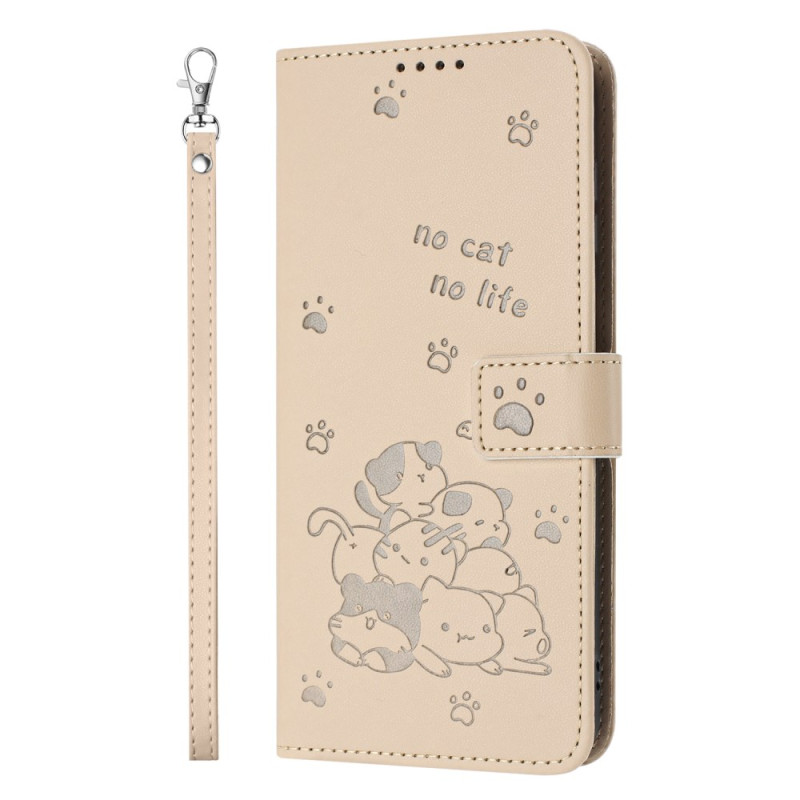 Capa Realme 14 5G / 14T 5G Pilha de gatos com cordão de segurança