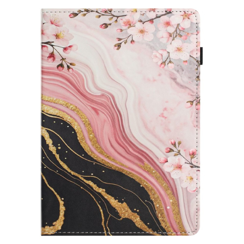 Capa para Samsung Galaxy Tab S10 FE / S9 / S9 FE Padrão floral em mármore