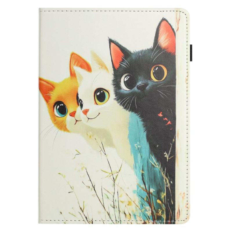 Capa para Samsung Galaxy Tab S10 FE / S9 / S9 FE Design de três gatos