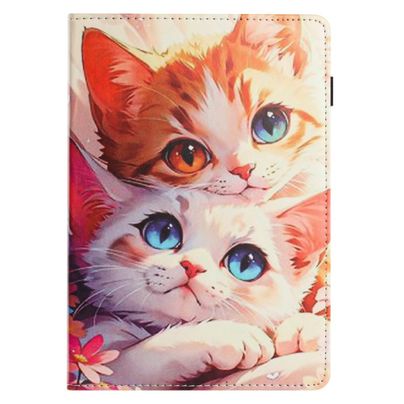 Capa com padrão de dois gatos para Samsung Galaxy Tab S10 FE / S9 / S9 FE