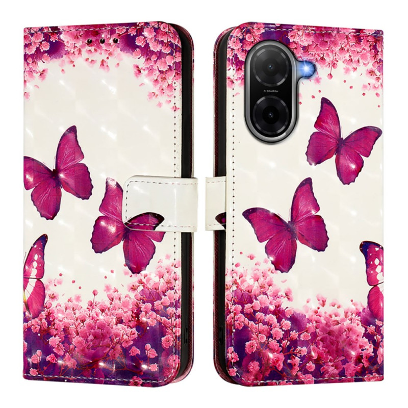 Capa Poco C71 Borboletas cor-de-rosa