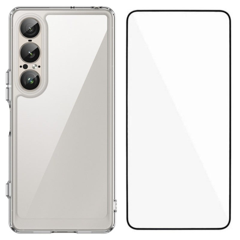 Capa rígida para Sony Xperia 1 VII com proteção de ecrã em vidro temperado WANLONFENG