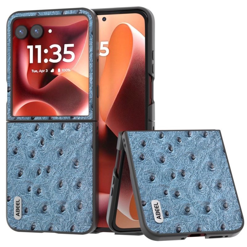 Capa de couro com textura de avestruz para Motorola Razr 60 Ultra