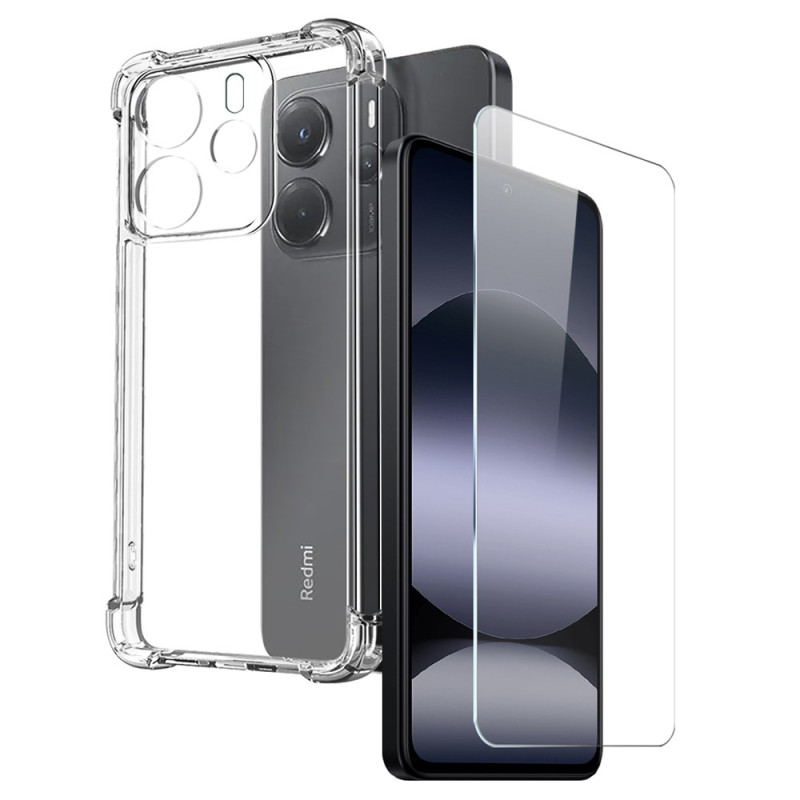 Capa transparente Xiaomi Redmi Note 14 4G com proteção de ecrã em vidro temperado