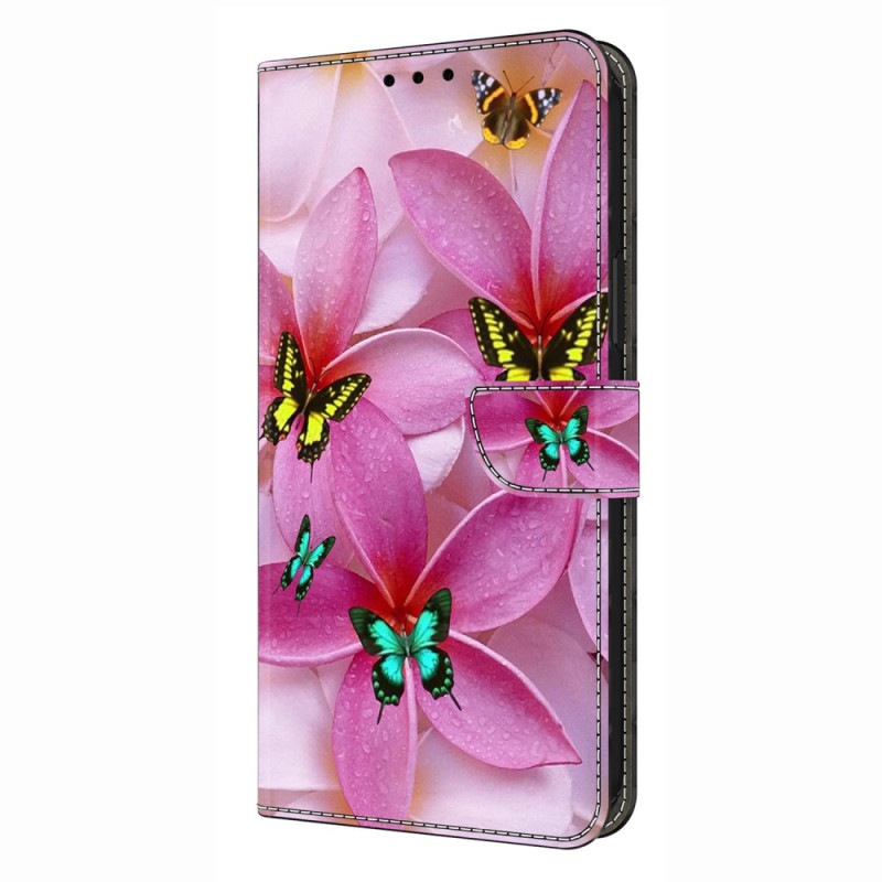 Capa Xiaomi Redmi Note 14 Pro 4G Flores e borboletas cor-de-rosa