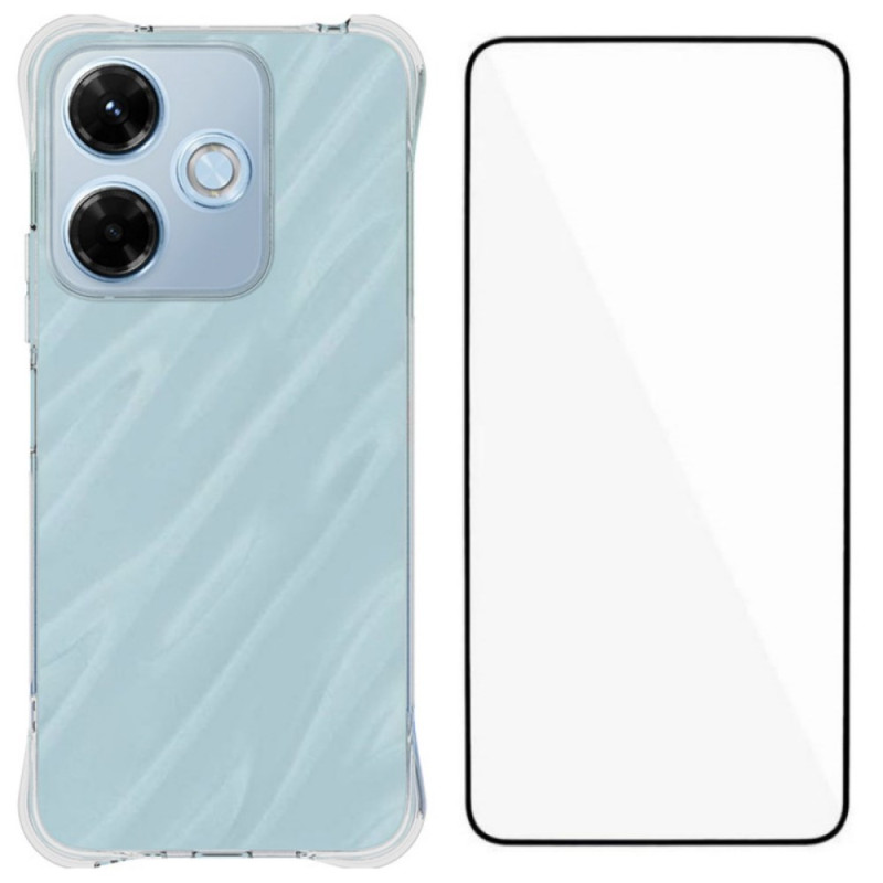 Xiaomi Redmi 13X Capa
 transparente reforçada com proteção de ecrã em vidro temperado