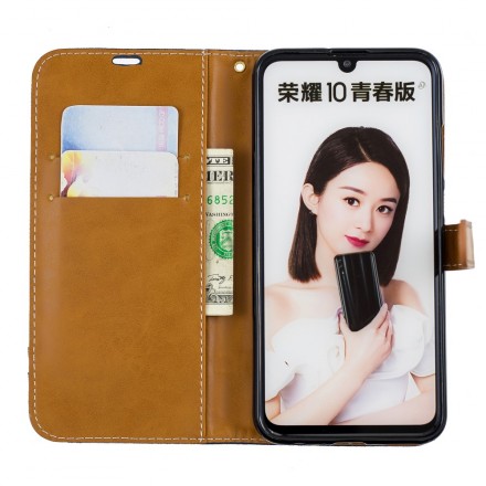 Honor 10 Lite / Huawei P Smart 2019 Capa de fita de tecido e efeito coureiro