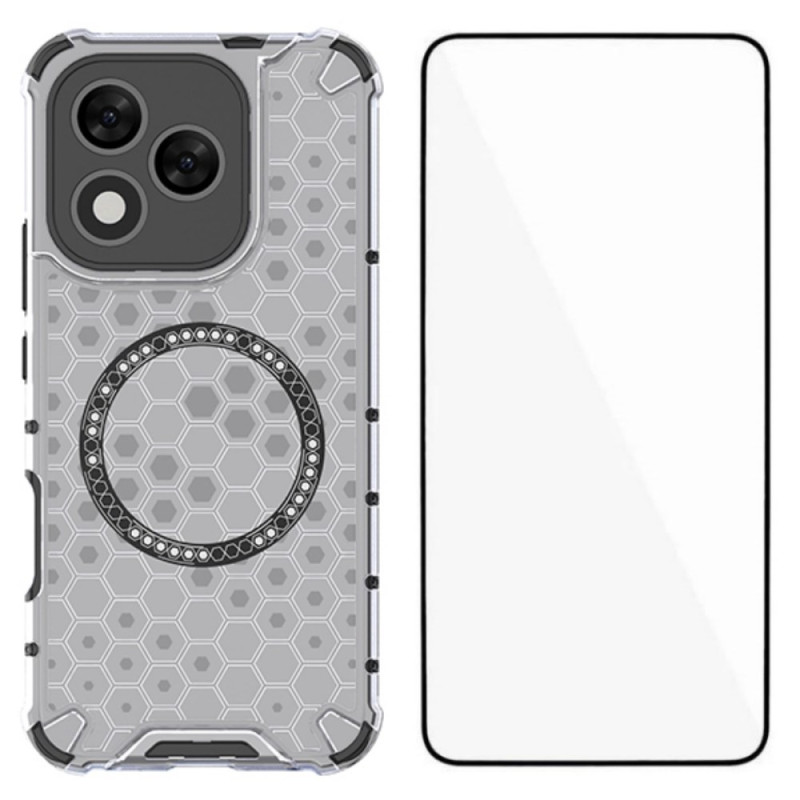 Capa MagSafe Honeycomb compatível com Honor 400 Lite com protetor de ecrã