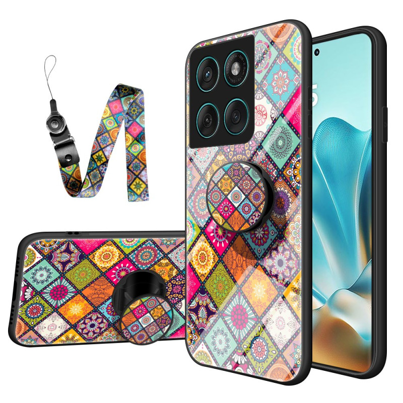 Capa Motorola Edge 60 / Edge 60 Fusion Suporte e cordão de segurança Patchwork