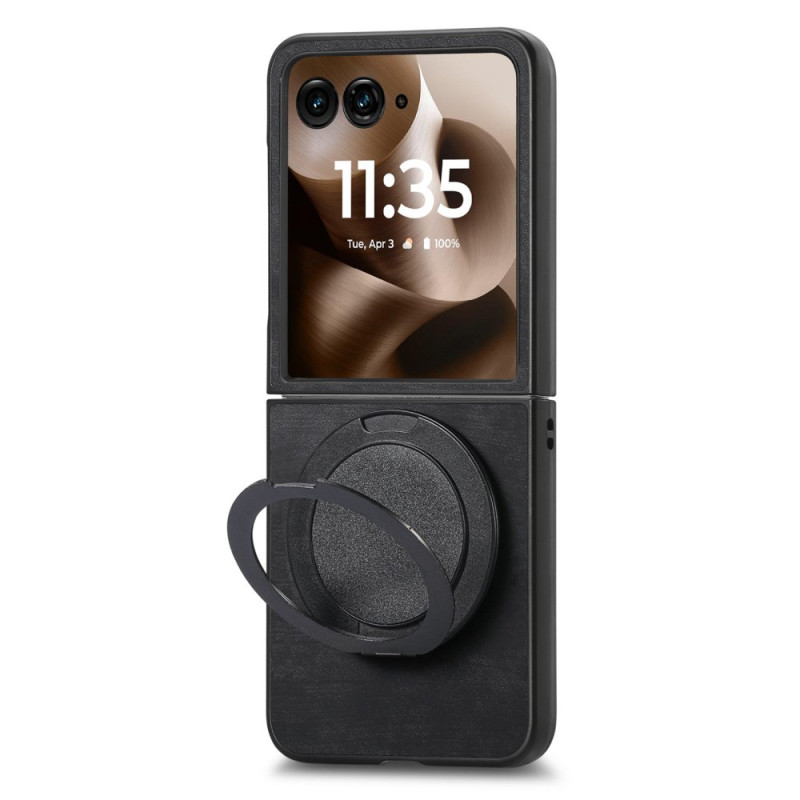 Capa de efeito camurça para Motorola Razr 60 Ultra com suporte rotativo