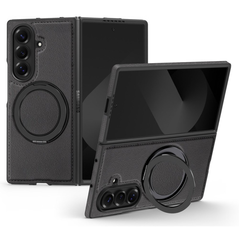 Samsung Galaxy Z Fold 7 Capa compatível com MagSafe com efeito de pele e anel de suporte rotativo de 360