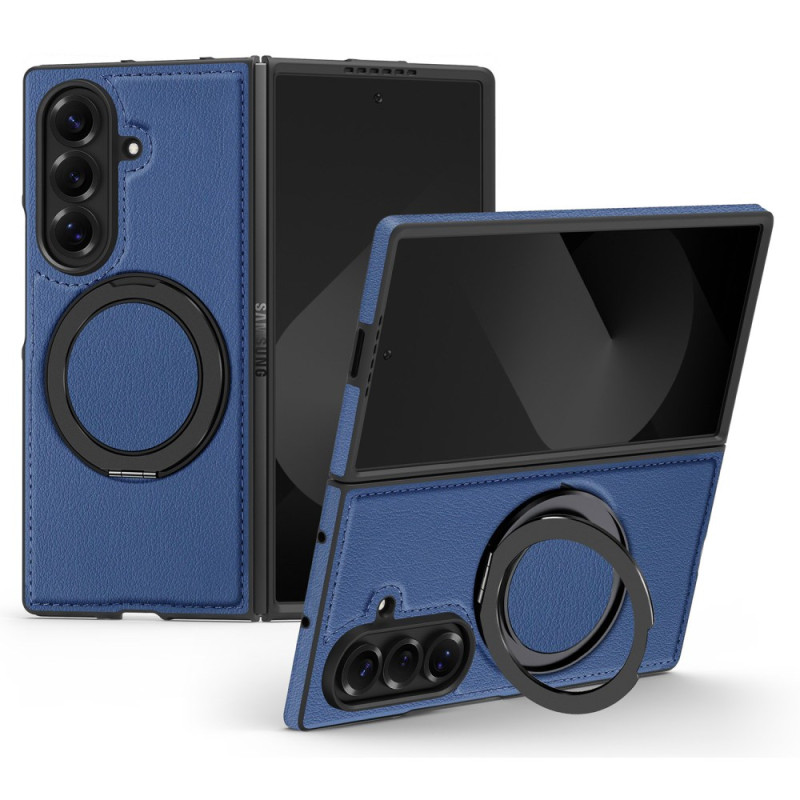 Samsung Galaxy Z Fold 7 Capa compatível com MagSafe com efeito de pele e anel de suporte rotativo de 360