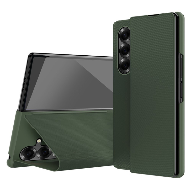 Capa Samsung Galaxy Z Fold 7 com efeito de pele e suporte integrado