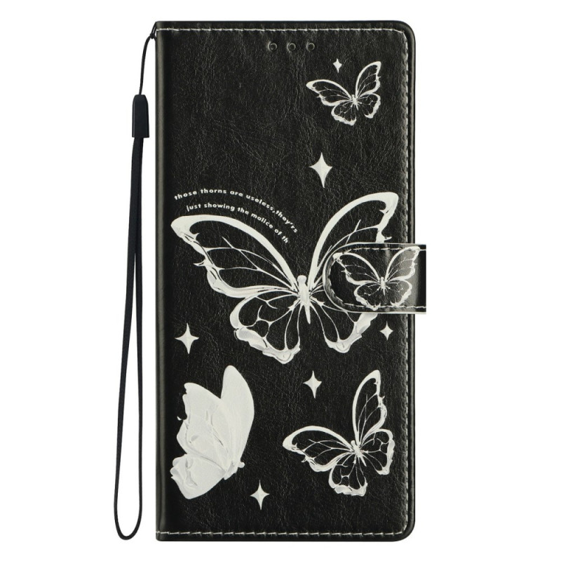 Capa Poco M7 Pro Preto e Branco Borboletas