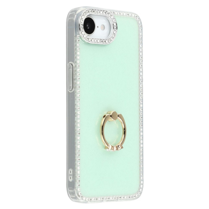 Capa rígida para iPhone 16E Anel de suporte e rebordo em strass