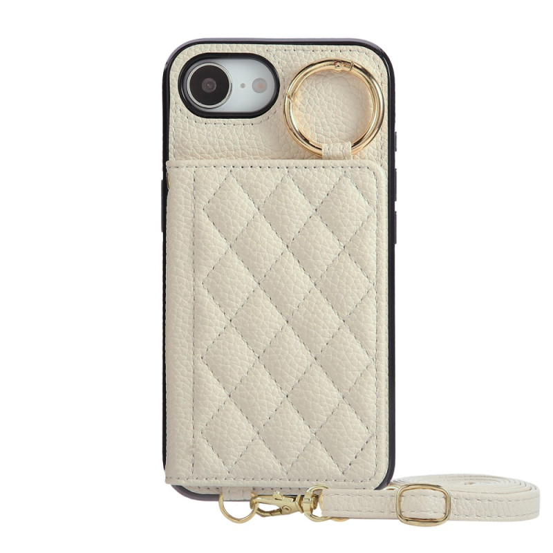Capa almofadada para iPhone 16E com suporte para cartões e alça para o ombro