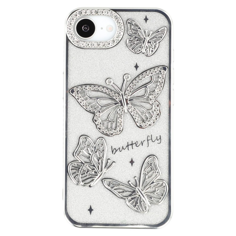 Capa para iPhone 16E 3D Butterflies Strass
