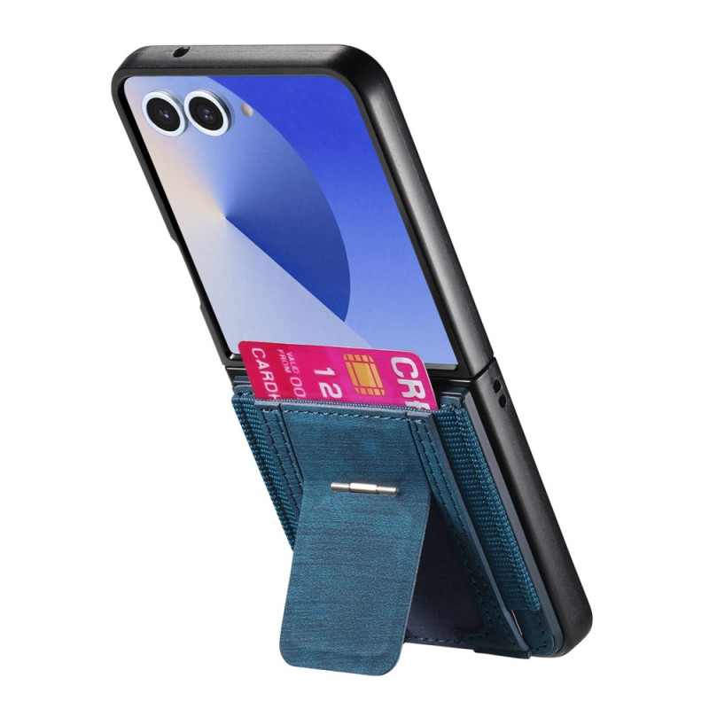 Capa para Samsung Galaxy Z Flip 7 Suporte retro e suporte para cartões