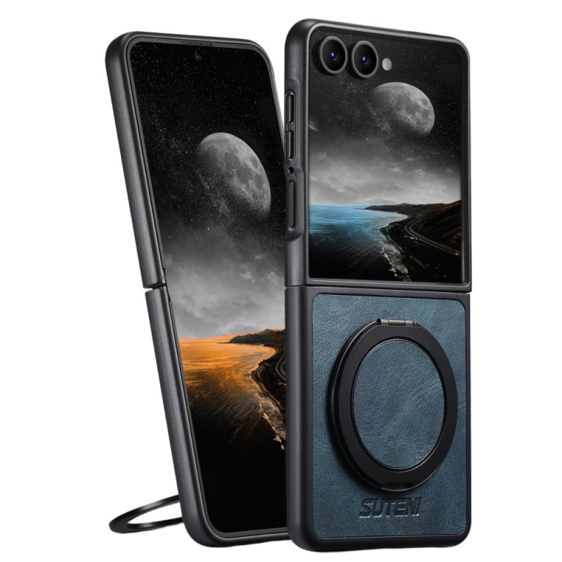 Capa compatível com Samsung Galaxy Z Flip 7 MagSafe Couro Efeito SUTENI Anel-Suporte