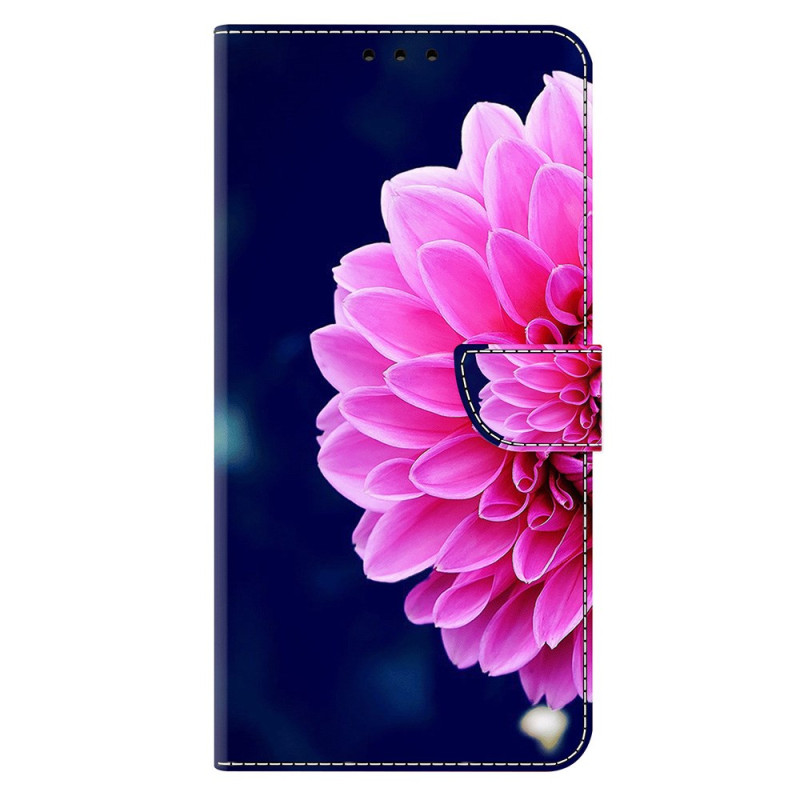 Capa para Honor 400 com uma flor cor-de-rosa e fundo azul