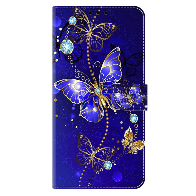 Capa para Honor 400 Borboletas de diamante sobre fundo azul