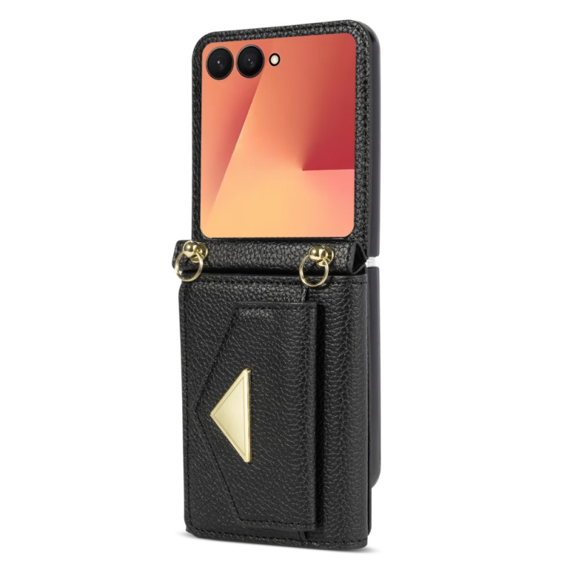 Capa para Samsung Galaxy Z Flip 7 Suporte para cartão e correia