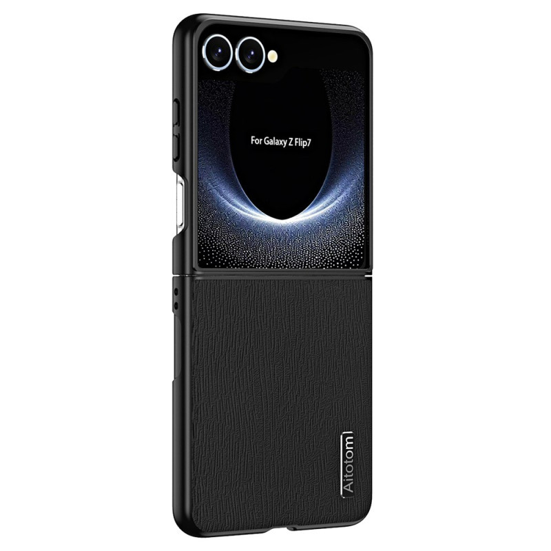 Capa Samsung Galaxy Z Flip 7 com textura de madeira