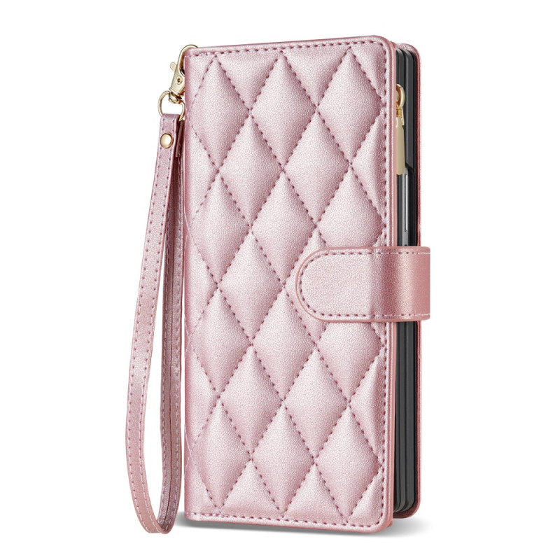 Capa acolchoada para Samsung Galaxy Z Fold 7 com alça de ombro e cordão de segurança