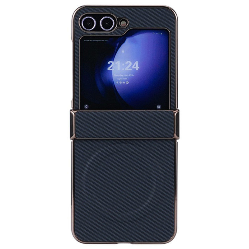 Capa magnética para Samsung Galaxy Z Flip 7 FE / Z Flip 6 Textura de fibra de carbono