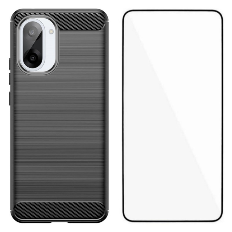 Capa OnePlus Nord CE 5 em fibra de carbono escovada com protetor de ecrã