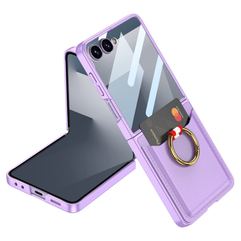 Capa para Samsung Galaxy Z Flip 7 com anel e suporte para cartões