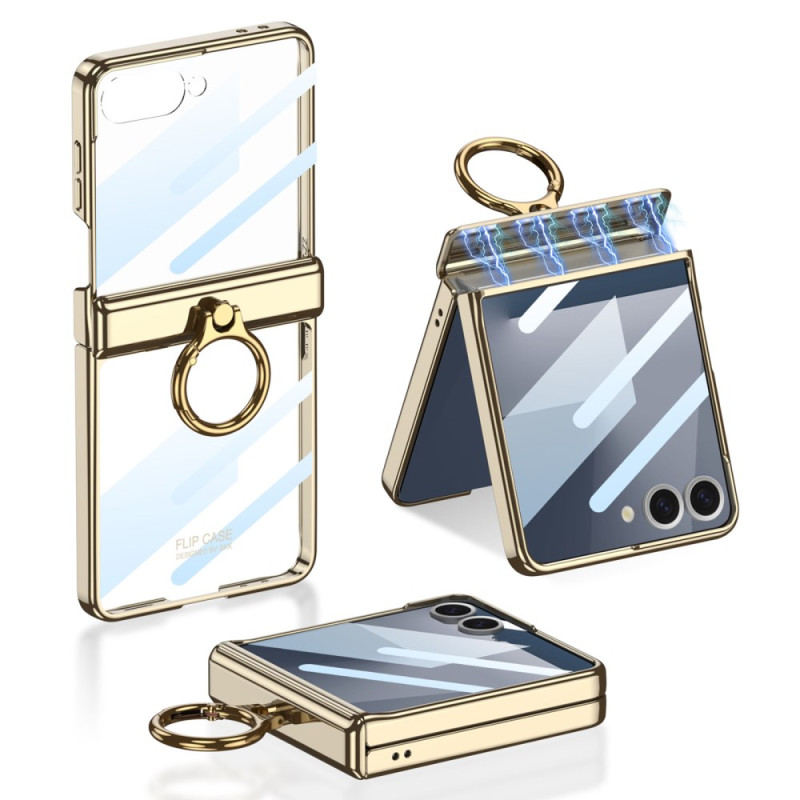 Capa transparente para Samsung Galaxy Z Flip 7 com suporte magnético e proteção GKK
