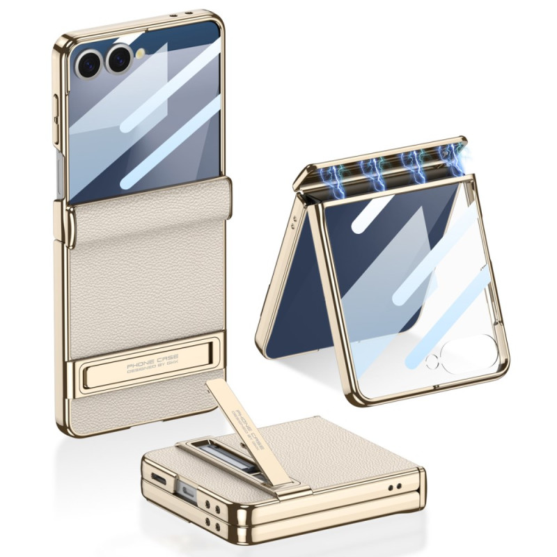 Capa de couro simulado e suporte GKK para Samsung Galaxy Z Flip 7